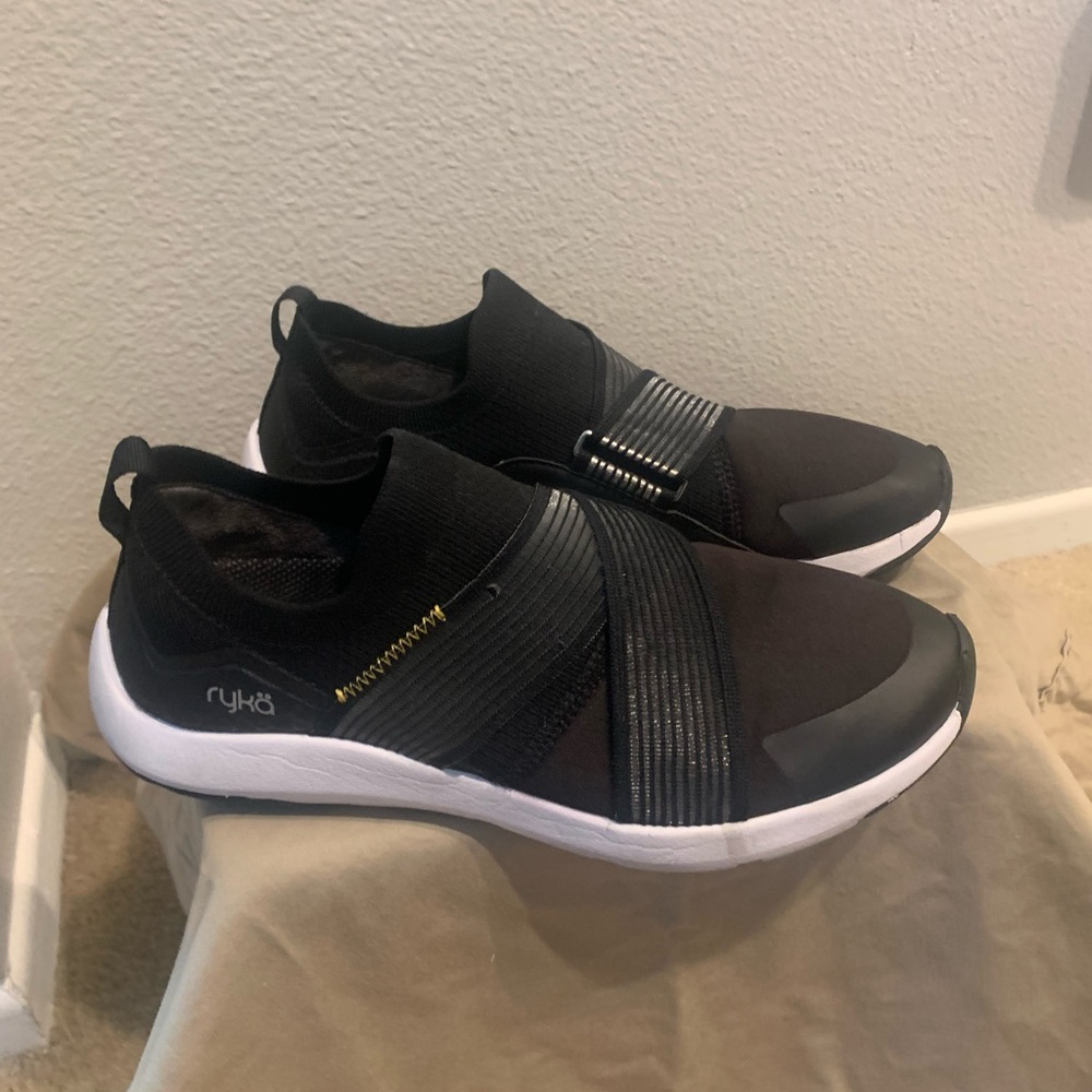 Ryka Women's Black and White Athletic Slip-Ons